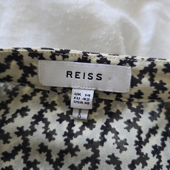 Reiss Lea Desert-trail Button Up Shirt Blouse Size US 10 Pleated Front Work - Picture 7 of 10